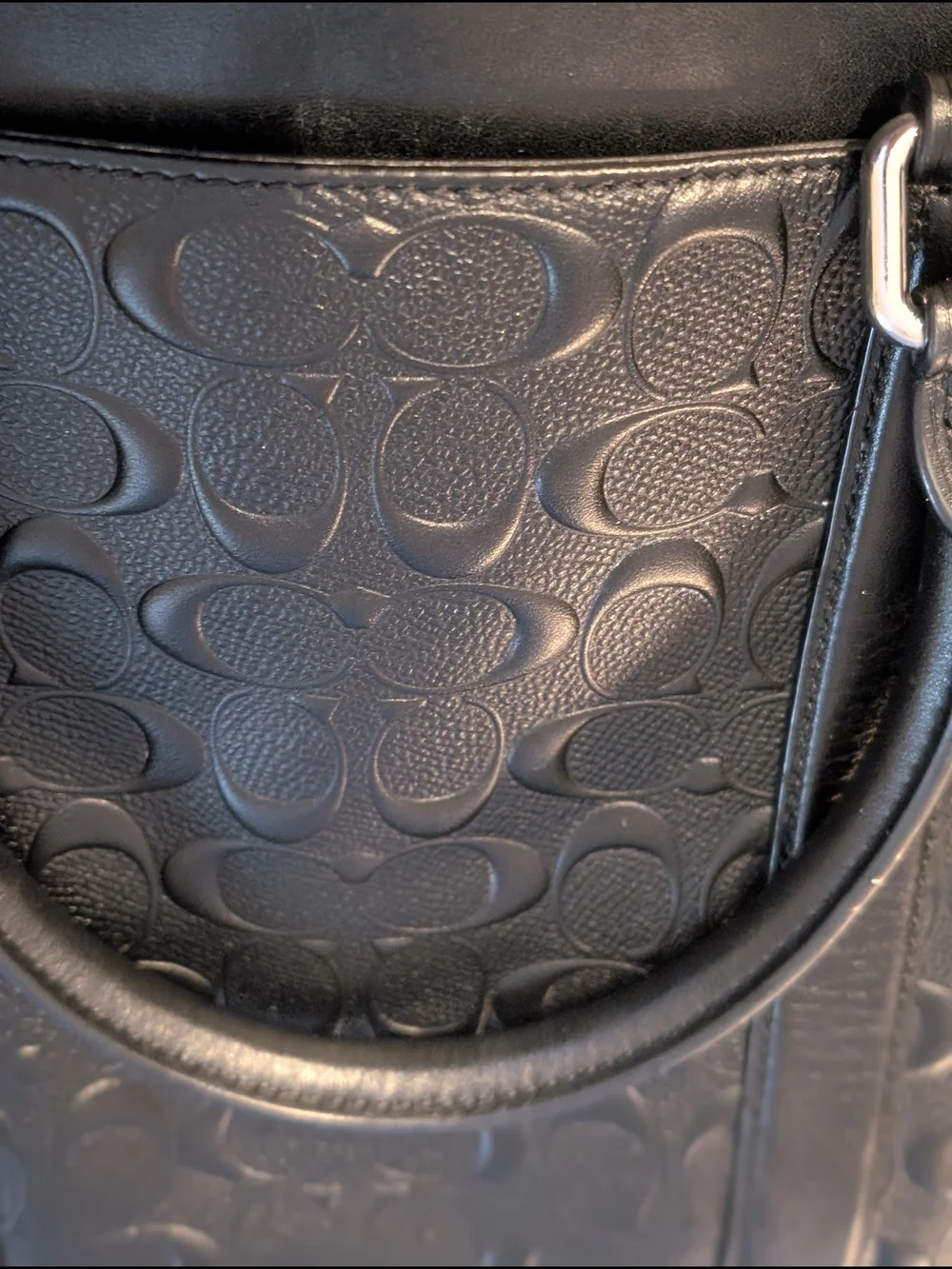 Coach Men's Black Signature Embossed Leather Briefcase